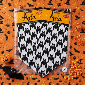Aria Halloween Bat Houndstooth Dog Bandana One Size Pet Accessory 2-Pack