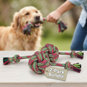 Mammoth Extra Fresh Monkey Fist Ball Rope Dog Toy 18" Assorted Colors 2-Pack