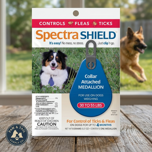 Durvet Spectra Shield Flea & Tick Collar Medallion Clip-On Tag for Dogs 30 to 55lbs.