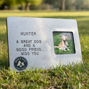Pet Memorial Grave Headstone Custom Message & Photo Large Marker Stone 14x10
