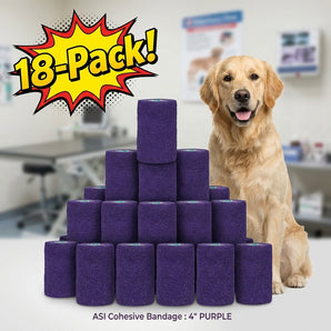 Wrap-It-Up 4" Self Cohesive Flexible Bandages Pets Animals & Humans 18-Pack Purple