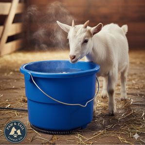 API Heated Flat Back Bucket 10 Quart Blue No-Freeze Water Pail Anti-Chew Cord