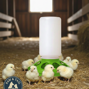 Little Giant 1 Qt Plastic Chick Feeder Jar & Base Set Green Baby Poultry