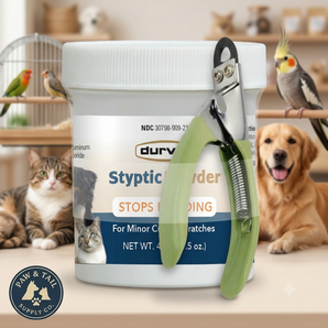 Safari Guillotine Dog Nail Trimmer + Durvet Styptic Powder 1.5 oz Pet Nail Care Bundle for Dogs Cats & Birds