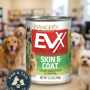 EVX Restricted Diet Skin & Coat Dog Food 12.5 oz Omega Fatty Acids & Zinc 12PCK