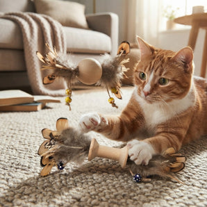 SPOT Love the Earth Wood & Feather Natural Materials Cat Toy