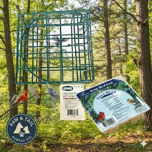 Heath Outdoor Fancy Blend Bird Suet Cake 9.27oz & Large Suet Basket Combo