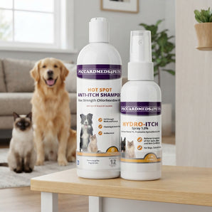 Piccardmeds4pets Max Strength Hot Spot Shampoo 12 oz + Hydro-Itch Spray 4 oz Bundle