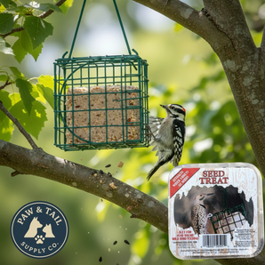C&S Wild Bird Suet Seed Treat 11 oz & Large Suet Basket Feeder Combo