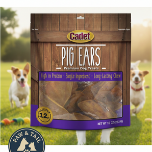 Cadet Natural Pig Ears for Dogs 12 Pack 100% Pork Oven Roasted Dental Chews