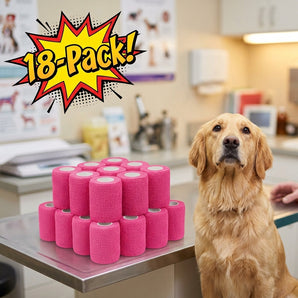 Wrap-It-Up 4" Self Cohesive Flexible Bandages Pets Animals & Humans 18-Pack Pink