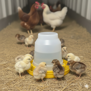Little Giant 1 Gal Poultry Nesting Jug Base Yellow Waterer + Layer Boost Combo