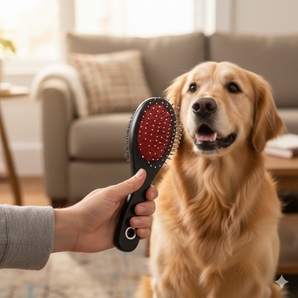 Boss Pet Aloe Care Combo Pin & Bristle Brush - Wood Handle, Detangle & Shine