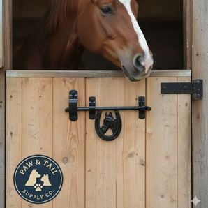 Newport Blacksmith Door Latch Horse Head Heavy Duty Steel Black Powder Coat