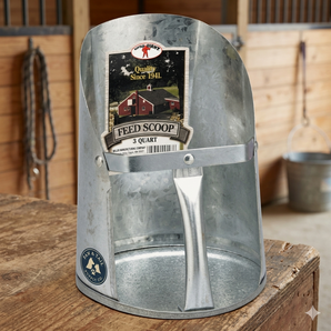 Little Giant Galvanized Steel Feed Scoop 3 Quart Livestock Metal Farm Feed Scoop 2PCK