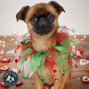 Aria Holiday Heart Scrunchies for Dogs Small Festive Pet Accessories