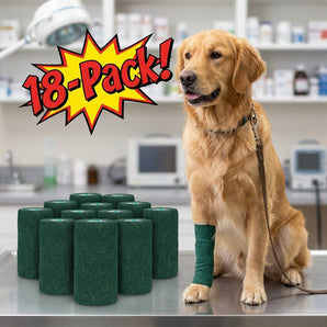 Wrap-It-Up 4" Self Cohesive Flexible Bandages Pets Animals & Humans 18-Pack Green