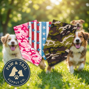 Aria Pet Bandana 3-Pack Bundle Denim & Camo Pet Accessories Fashion Stylish Set