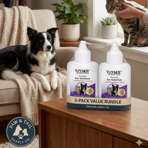 ZYMOX Enzymatic Ear Care Solution with 0.5% Hydrocortisone Dog Cat 1.25oz 2PCK