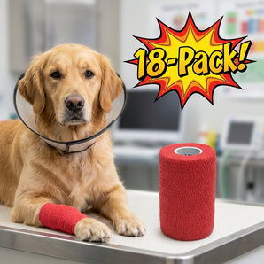 Wrap-It-Up 4 Inch No-Chew Self-Adhesive Bandages Pet Animals Red 18-Pack