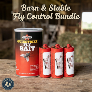 Barn & Stable Fly Control Bundle – 3 Lure Fly Sticky Ribbons + Starbar QuikStrike Scatter Fly Bait 1 lb