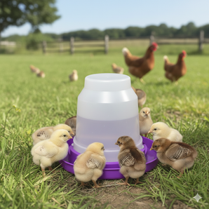 Little Giant 1 Gal Poultry Nesting Jug Base Purple Waterer + Layer Boost Combo