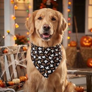 Top Performance Halloween Glow Ghost Pet Bandana Hav-A-Hank Fun Accessory 2-Pack