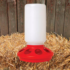 Little Giant 1 Qt Plastic Chick Feeder Jar & Base Set Red Baby Poultry