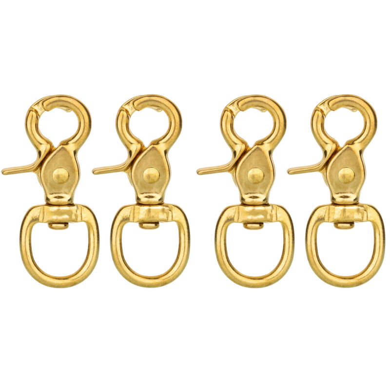 Horse Tack Solid Brass Trigger Snap Square Eye Snap Loop Eye 2-1/2" 4-Pack