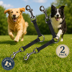 Guardian Gear Nylon 2-Way Dog Coupler Small 4" Black Swivel Clip 2-Pack