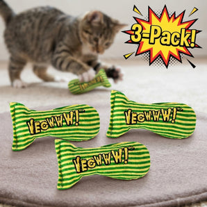 Yeowww Stinkies Stripes Catnip Toy 100% Organic Catnip USA Made 3-Pack