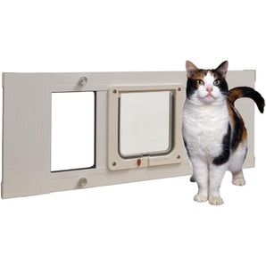Ideal Pet Products Aluminum Sash Window Cat Door White 6.25 x 6.25 Flap