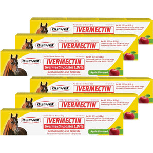 Durvet Ivermectin Horse Wormer Apple Flavor Broad Spectrum Equine Dewormer 6PCK