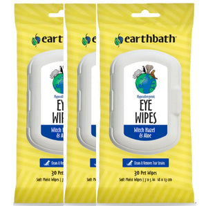 Earthbath Eye Wipes Witch Hazel and Aloe Travel Size for Pets 30 Wipes 3PCK