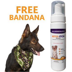 Piccardmeds4pets Keto-Itch Plus Antiseptic Mousse for Cats & Dogs 7 oz. + FREE Bandana!