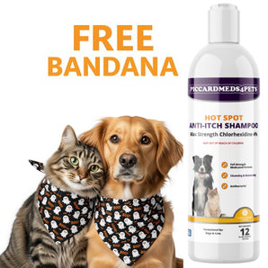 Piccardmeds4pets Hot Spot Anti-Itch Max Strength Pet Shampoo 12 oz. + FREE Bandana!