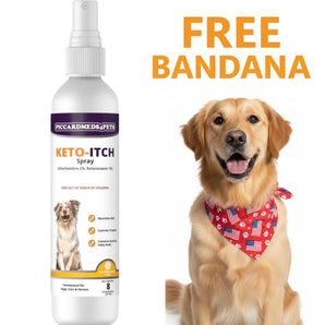 Piccardmeds4pets Keto-Itch Plus 2% Chlorhexidine + Keto 1% Medicated Spray 8 oz. + FREE Bandana!