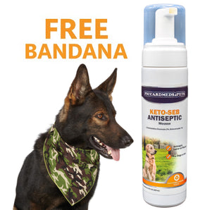 Piccardmeds4pets Keto-Seb Antiseptic Mousse Cats & Dogs 7 oz. + FREE Camo Bandana!