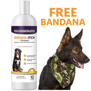 Piccardmeds4pets Derma-Itch Shampoo for Dogs 12 oz. + FREE Camo Bandana!