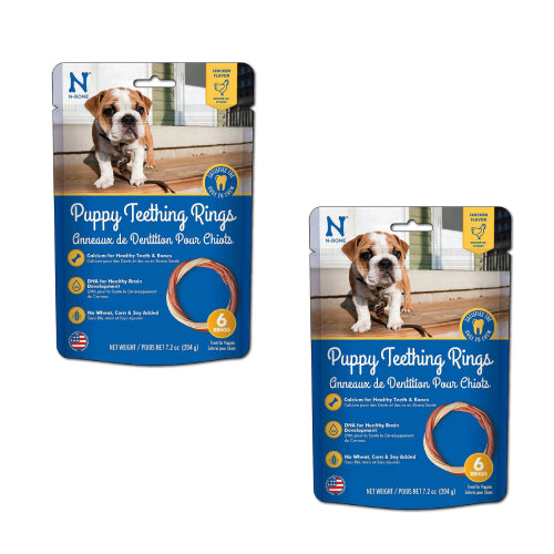 N-Bone Puppy Teething Ring Chicken Flavor 6-Rings, 2-Pack