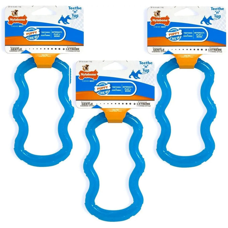 Nylabone Puppy Chew Teethe 'N Tug Toy Blue Nylabone