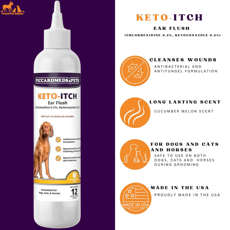 Piccardmeds4pets Keto-Itch Ear Flush 12 oz. Piccard Meds 4 Pets