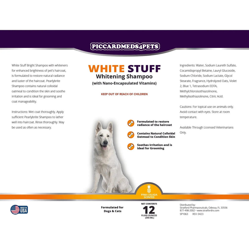 Piccardmeds4pets White-Stuff Coat Whitening Shampoo 12 oz. Piccard Meds 4 Pets