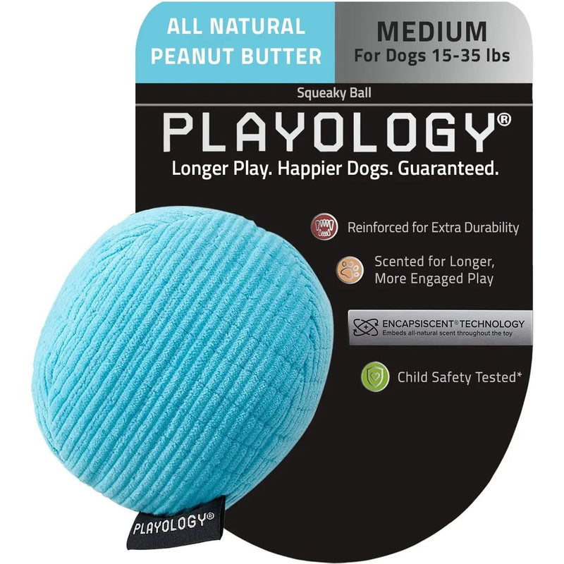 Playology Plush Squeaky Ball Dog Toy for Moderate Chewers, Medium PLAYOLOGY