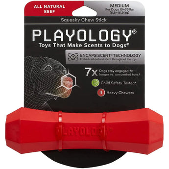 Playology Squeaky Beef Scent Chew Stick Dog Toy, Medium PLAYOLOGY