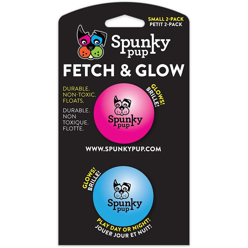 Spunky Pup Fetch and Glow Ball Dog Toy for SM Dogs 2PCK, Assorted Piccard Pet Supplies