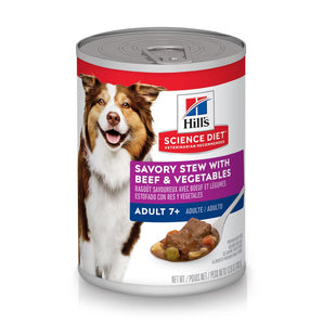 Science diet Chicken Senior Wet food Dog Adult 7+ Savory Stew Beef & Vegetables (12.8oz)