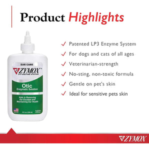 Zymox Otic Enzymatic Solution for Dogs and Cats 8 oz. ZYMOX