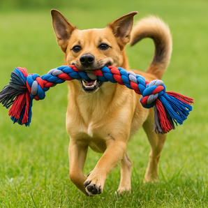 Mammoth Cloth Rope Bone Dog Toy, Medium 12” – Dental Floss, Chew & Play Toy for All Dogs, Assorted Colors