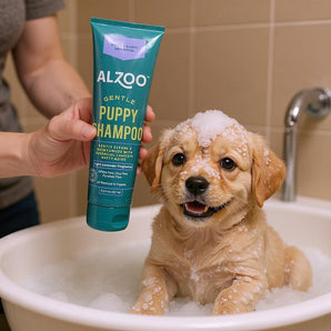 Alzoo Gentle Puppy Shampoo Plant-Based Sensitive Skin Eco-Friendly 8 oz.